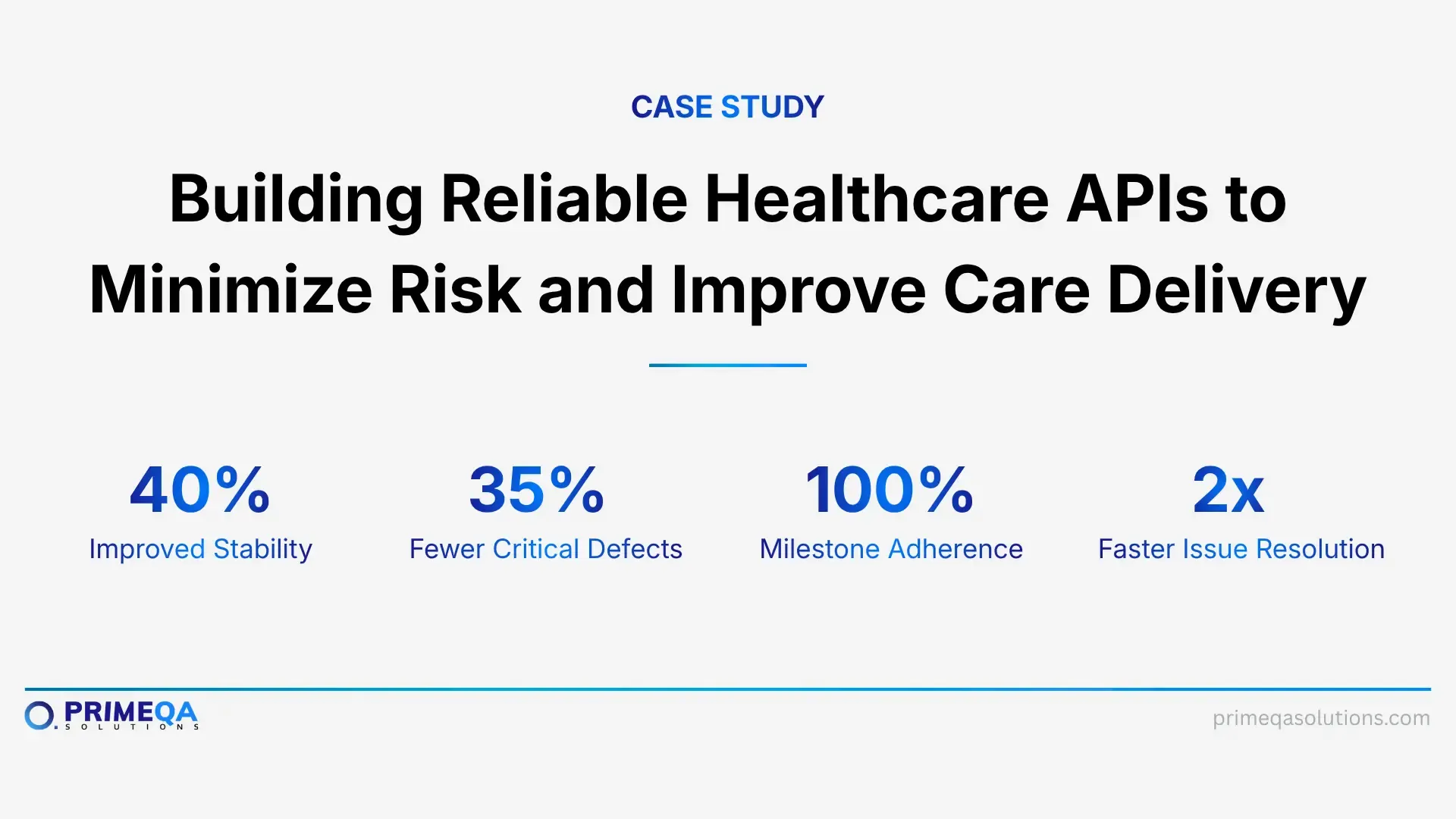 Building Reliable Healthcare APIs to Minimize Risk and Improve Care Delivery.